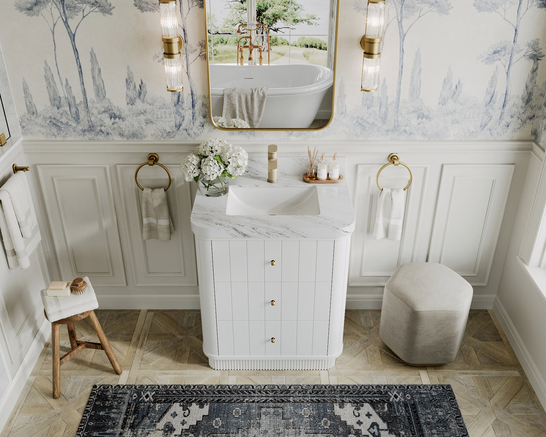 Houston 30 in. W x 22 in. D Free Standing Curved Edge Single Sink Bathroom Vanity