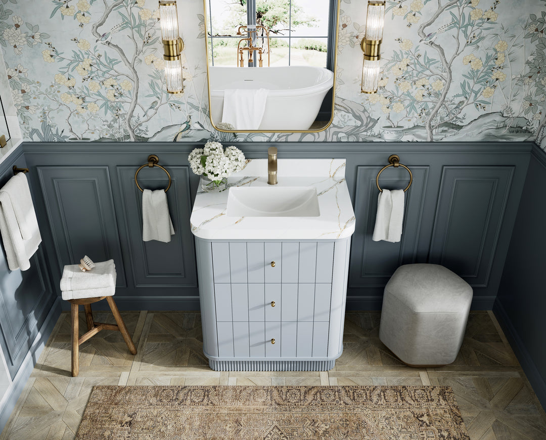 Houston 30 in. W x 22 in. D Free Standing Curved Edge Single Sink Bathroom Vanity