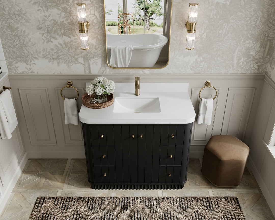Houston 42 in. W x 22 in. D Free Standing Curved Edge Single Sink Bathroom Vanity