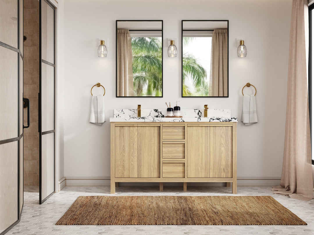 Elizabeth White Oak 60 in. W x 22 in. D Double Sink Bathroom Vanity