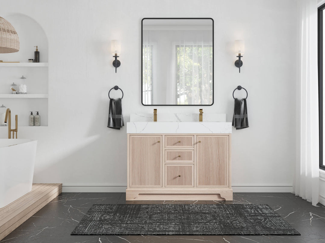 Manhattan White Oak 48 in. W x 22 in. D Double Sink Bathroom Vanity