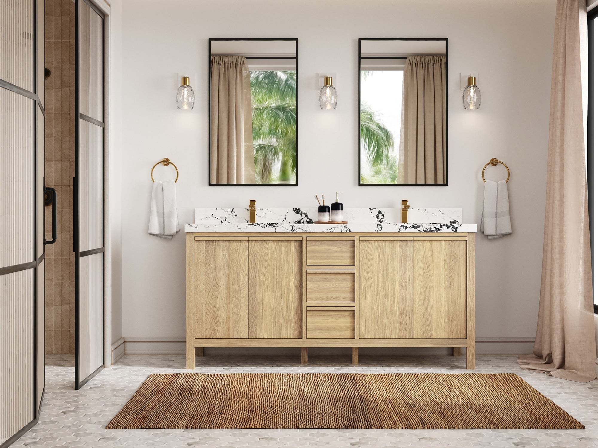 Elizabeth White Oak 72 in. W x 22 in. D Double Sink Bathroom Vanity