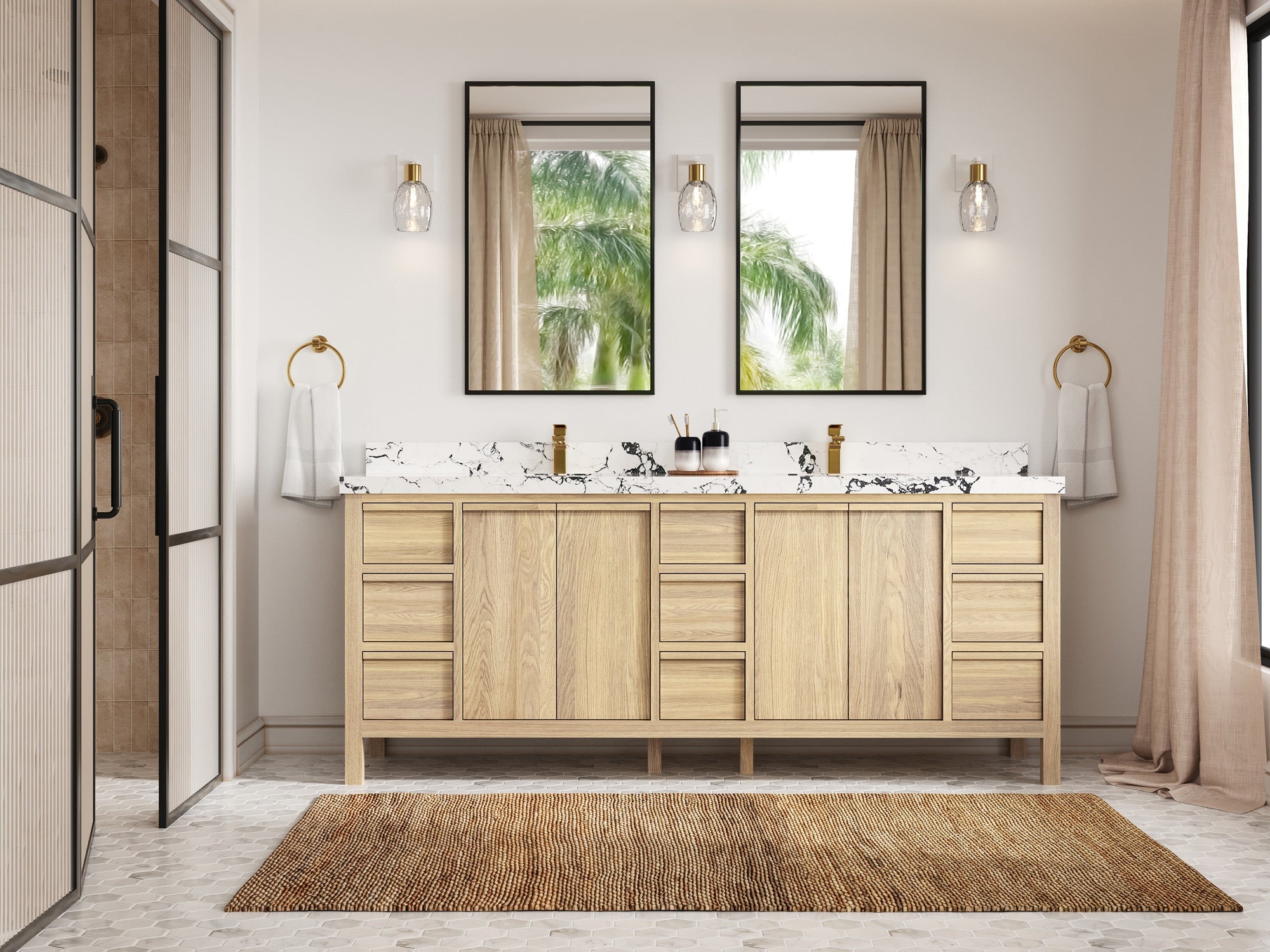 Elizabeth White Oak 84 in. W x 22 in. D Double Sink Bathroom Vanity