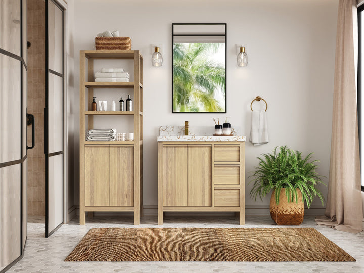 Elizabeth White Oak 36 in. W x 22 in. D Left Offset Sink Bathroom Vanity - photo 4