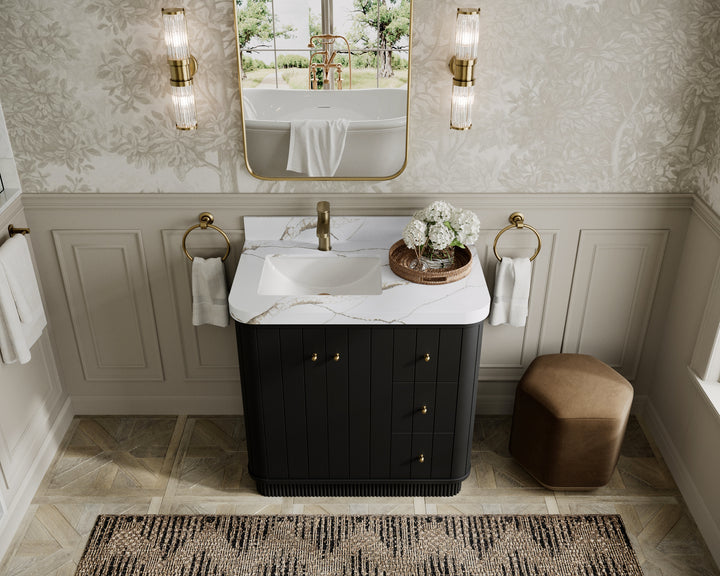 Houston 36 in. W x 22 in. D Free Standing Curved Edge Left Offset Sink Bathroom Vanity - photo 14