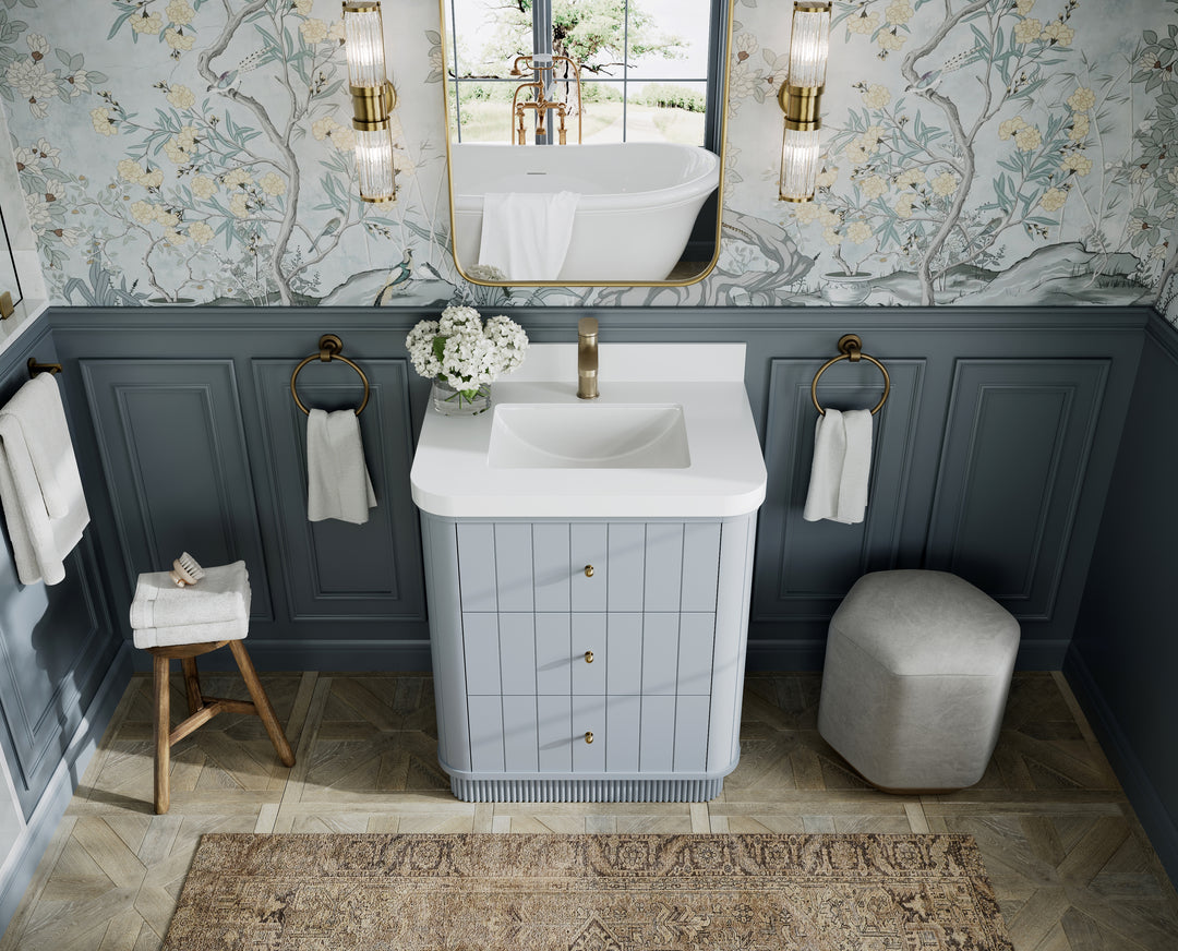 Houston 30 in. W x 22 in. D Free Standing Curved Edge Single Sink Bathroom Vanity