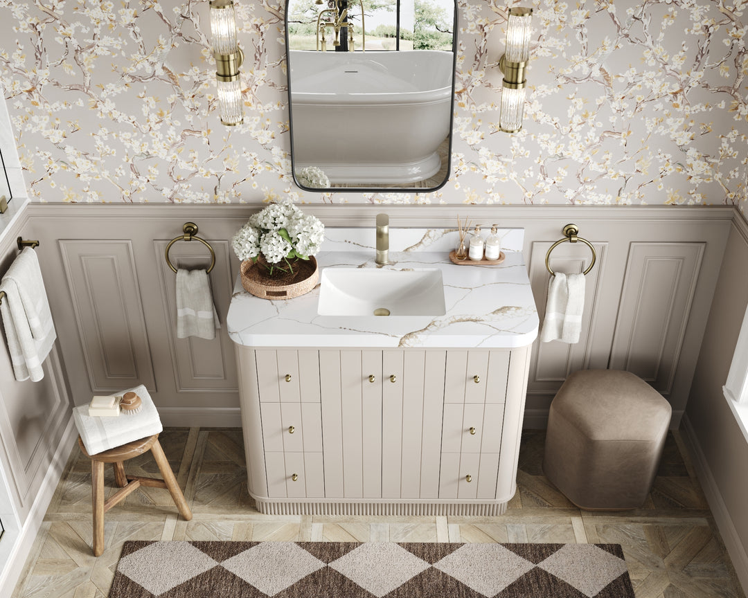 Houston 48 in. W x 22 in. D Free Standing Curved Edge Single Sink Bathroom Vanity | 
              
                 Fine Grain Linen Beige
                
                  
             - HOU_FNG_CARM_48S - photo №17