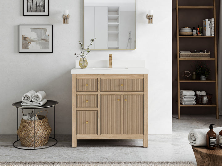 Teak Wood Bath Vanity – 36" W x 22" D, Sonoma Collection, Center Sink - photo 4