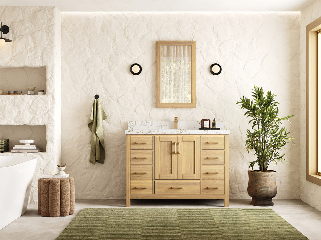 Malibu White Oak 48 in. W x 22 in. D Single Sink Bathroom Vanity