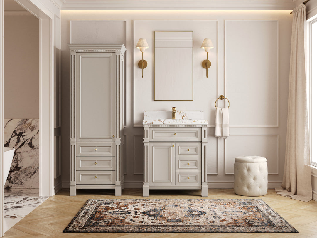 Paris 30 in. W x 22 in. D Single Sink Bathroom Vanity in Fine Grain  with Countertop - Full View