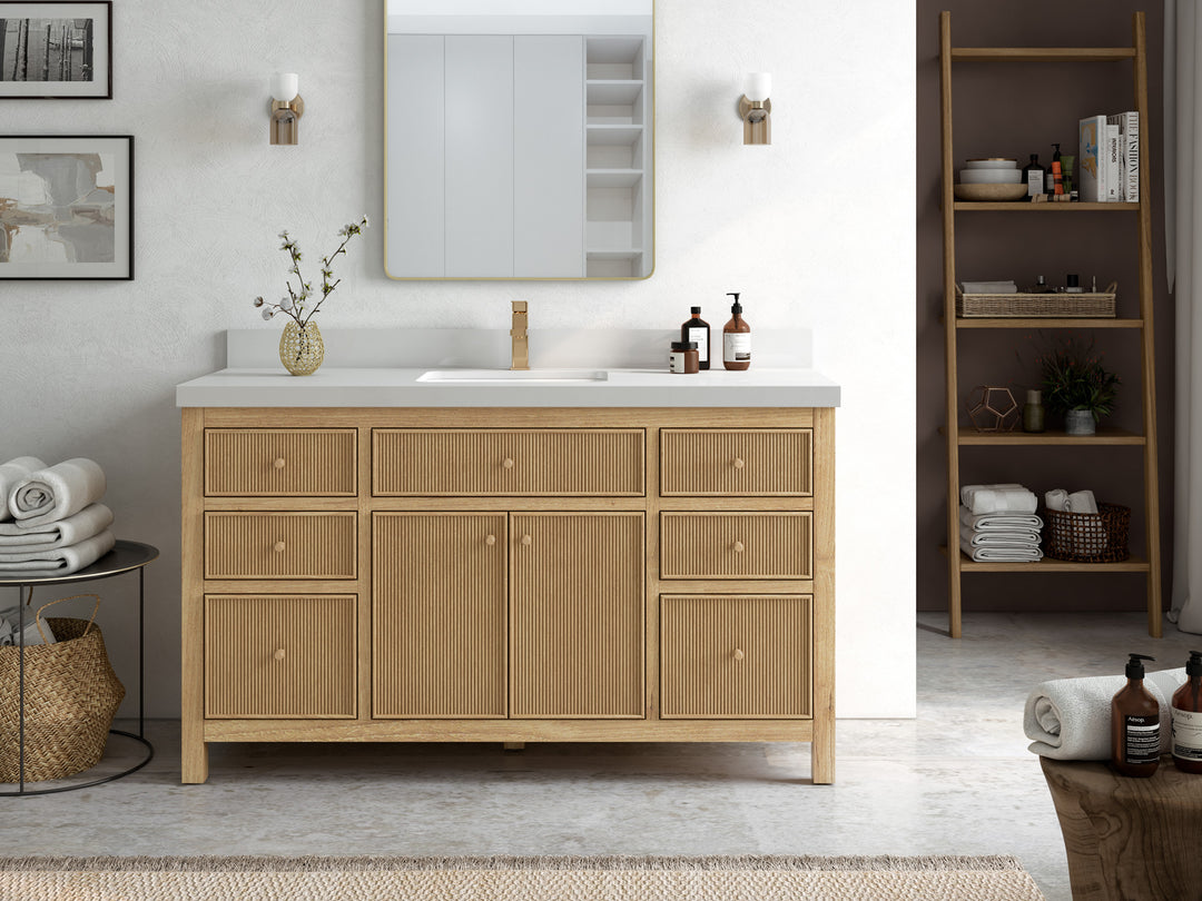 Sonoma Teak Wood 60 in. W x 22 in. D Single Sink Bathroom Vanity