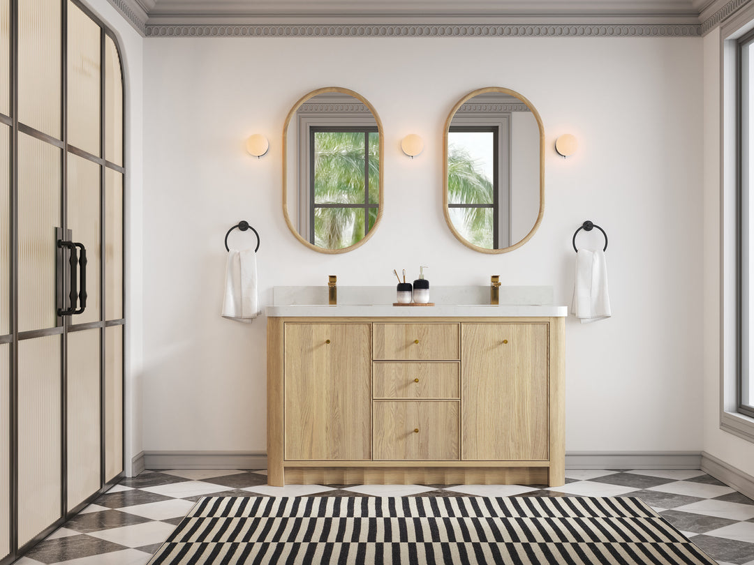 Orlando Oak 60 in. W x 22 in. D Double Sink Bathroom Vanity