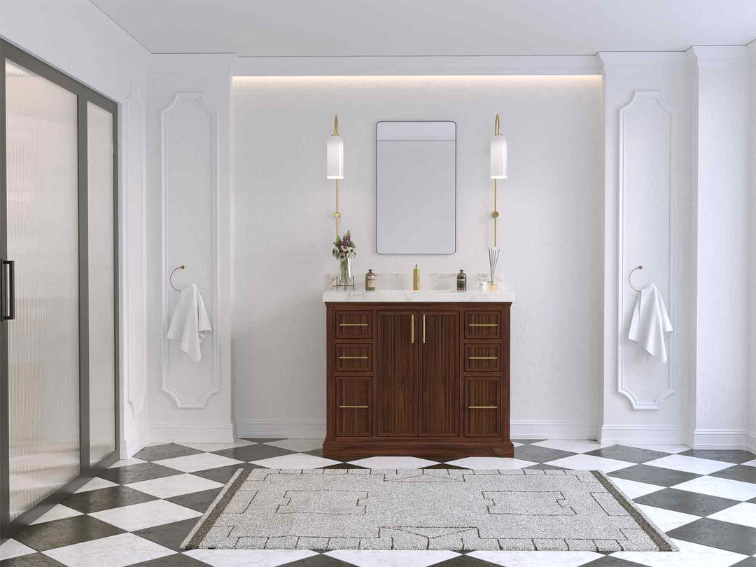 Alys Teak Wood 42 in. W x 22 in. D Single Sink Bathroom Vanity