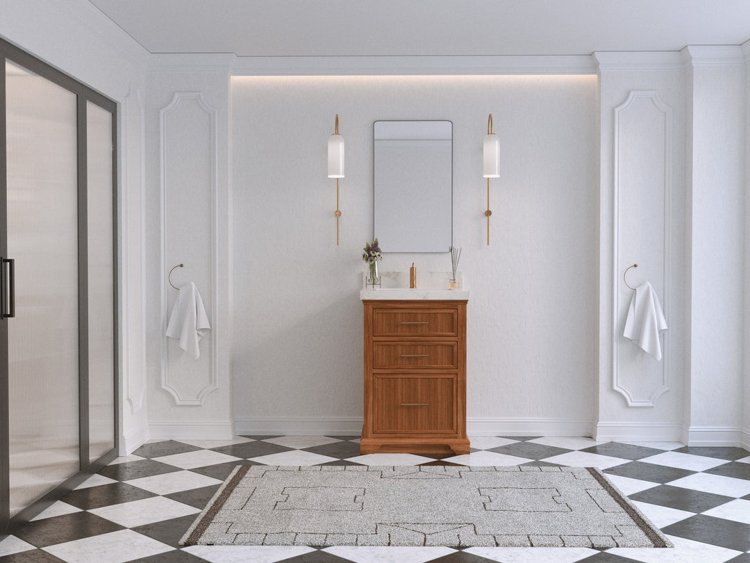 Alys Teak Wood 24 in. W x 22 in. D Single Sink Bathroom Vanity