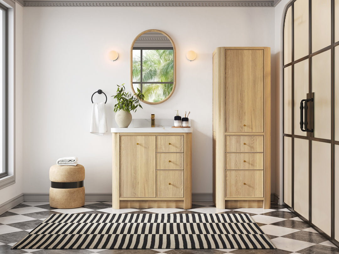 Orlando Oak 36 in. W x 22 in. D Center Sink Bathroom Vanity
