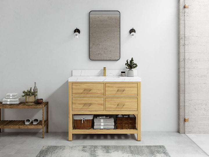 Parker Teak Wood 42 in. W x 22 in. D Single Sink Bathroom Vanity - photo 4