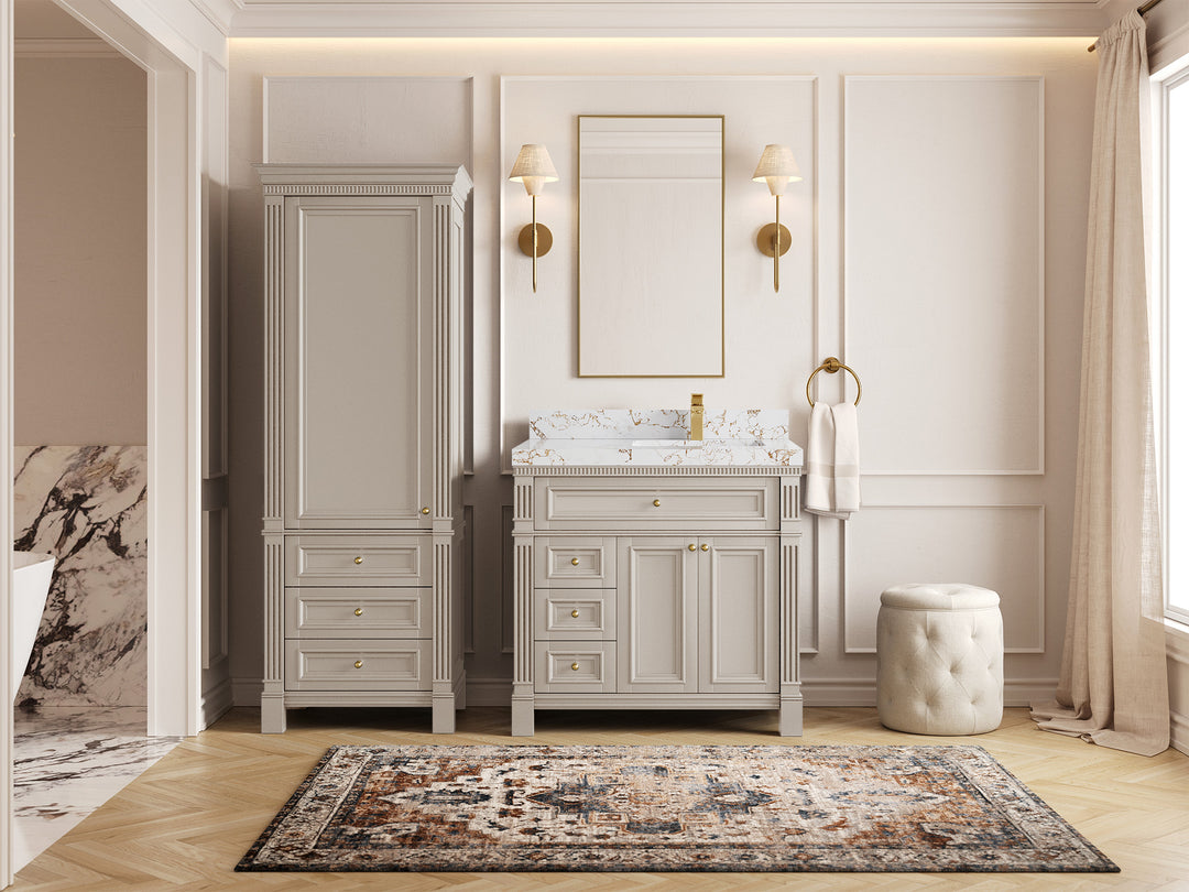 Paris 36 in. W x 22 in. D Right Offset Sink Bathroom Vanity in  Fine Grain with Countertop - Full View