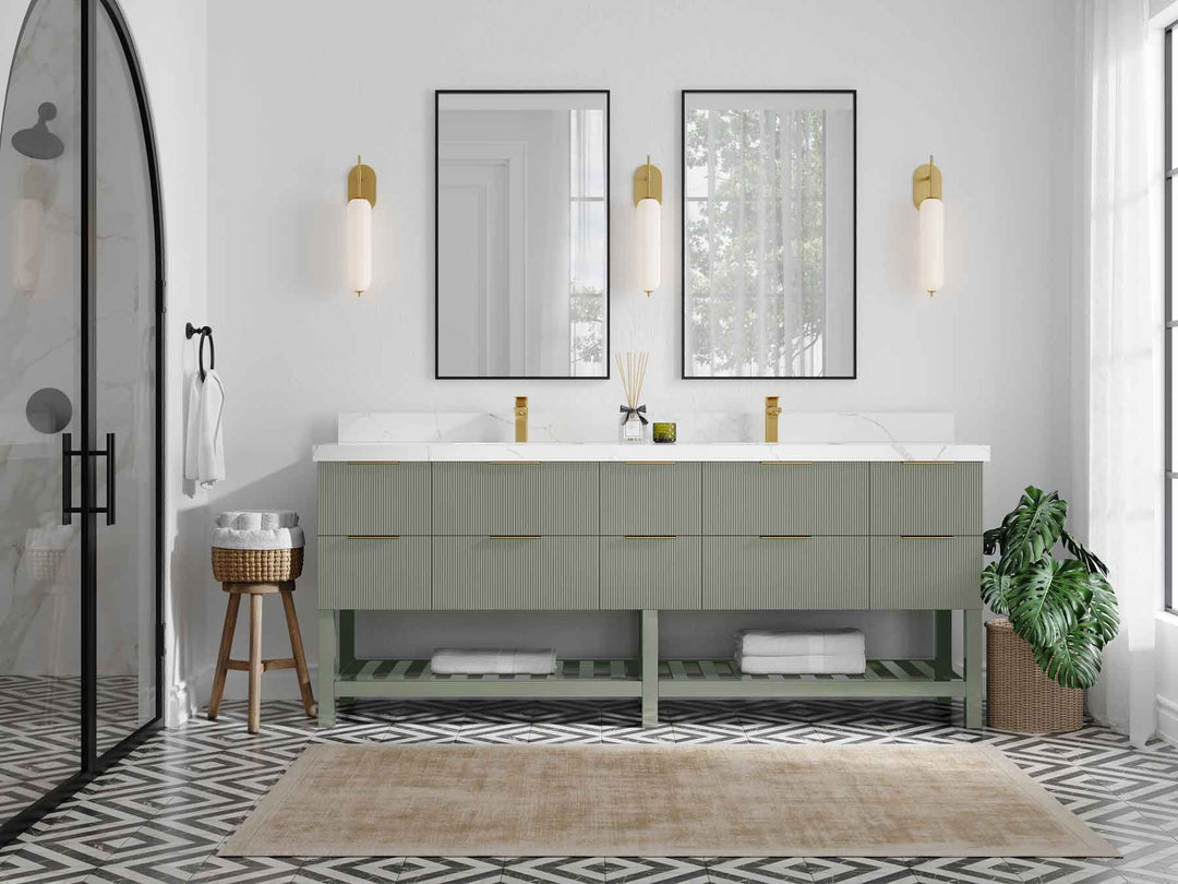 Catalina 84 in W x 22 in D Free Standing Reeded Double Sink Bathroom Vanity