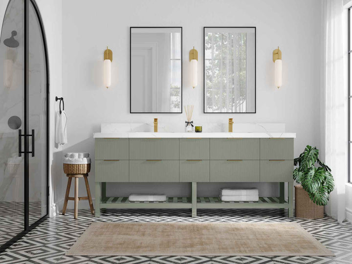 Catalina 84 in W x 22 in D Free Standing Reeded Double Sink Bathroom Vanity - photo 4
