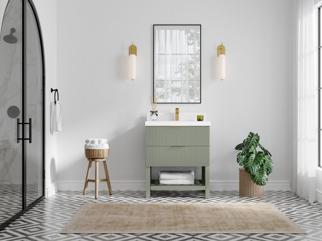 Catalina 30 in W x 22 in D Free Standing Reeded Single Sink Bathroom Vanity