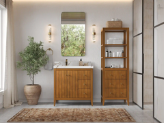 Atlanta Teak Wood 36 in. W x 22 in. D Left Offset Sink Bathroom Vanity - photo 4