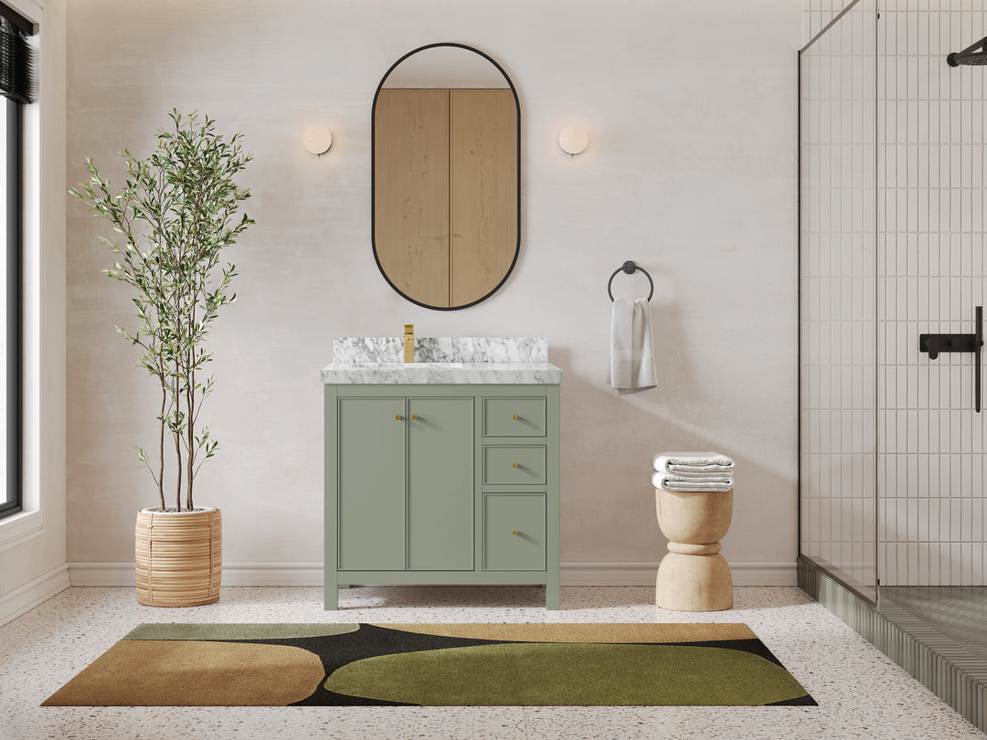Chicago 36 in. W x 22 in. D Left Offset Sink Bathroom Vanity