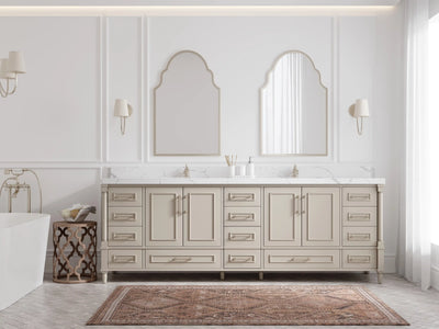 Aberdeen 96 in W x 22 in D Free Standing Double Sink Bathroom Vanity