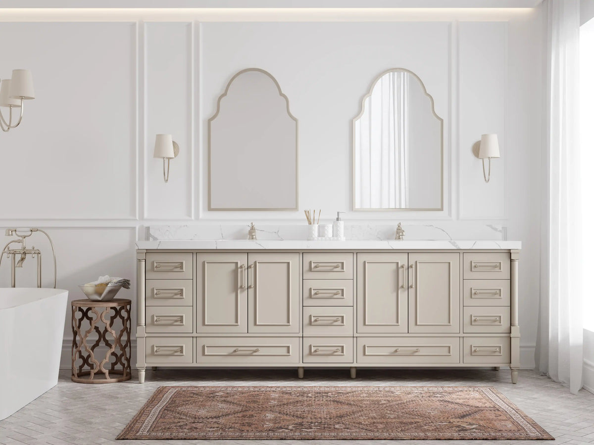Aberdeen 96 in W x 22 in D Free Standing Double Sink Bathroom Vanity
