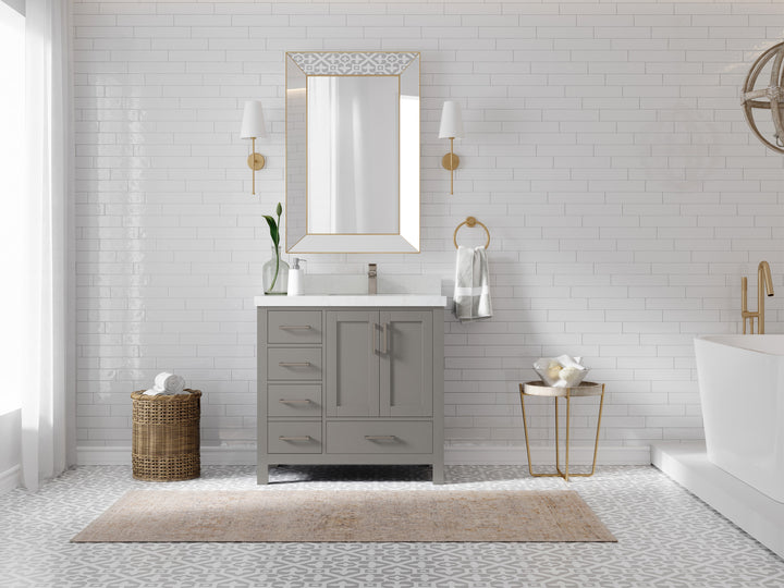 Malibu 36 in. W x 22 in. D Right Offset Sink Bathroom Vanity - photo 4