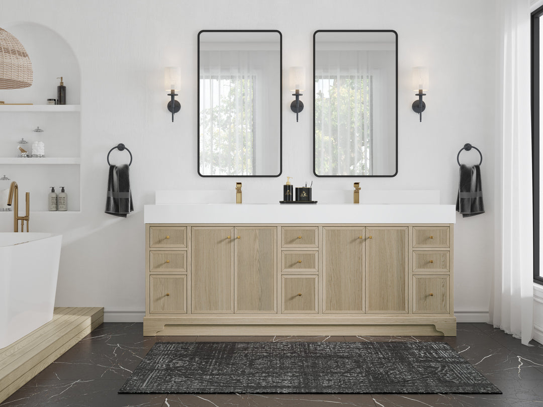 Manhattan White Oak 84 in. W x 22 in. D Double Sink Bathroom Vanity