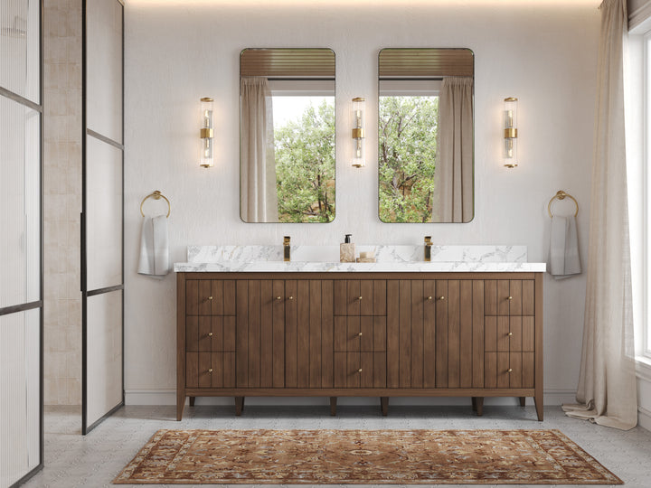 Atlanta Teak Wood 84 in. W x 22 in. D Double Sink Bathroom Vanity - photo 4