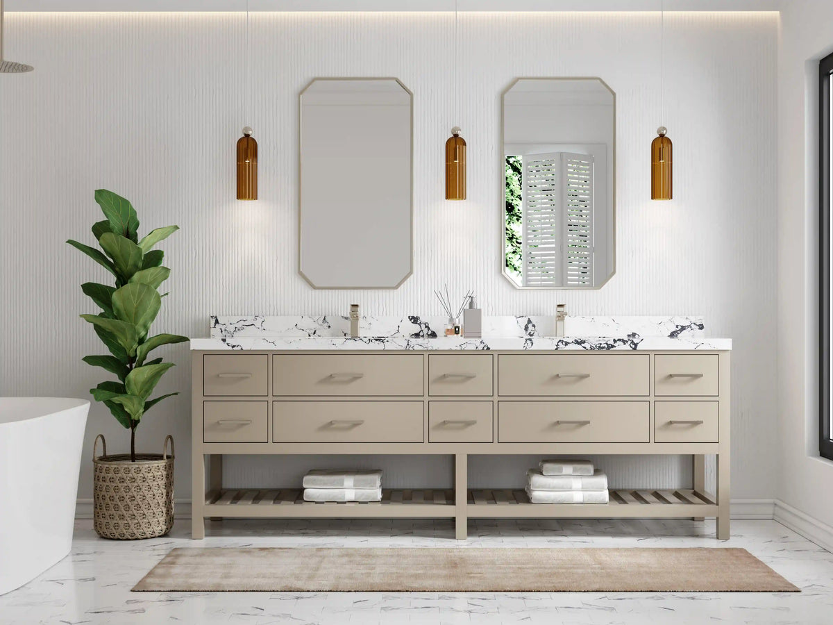 Parker 96 in W x 22 in D Free Standing Double Sink Bathroom Vanity