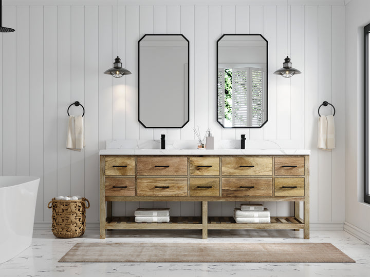 Parker Mango Wood 84 in. W x 22 in. D Double Sink Bathroom vanity with - photo 4