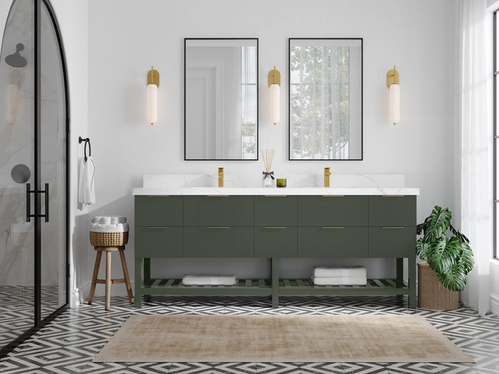 Catalina 84 in W x 22 in D Free Standing Reeded Double Sink Bathroom Vanity - photo 4