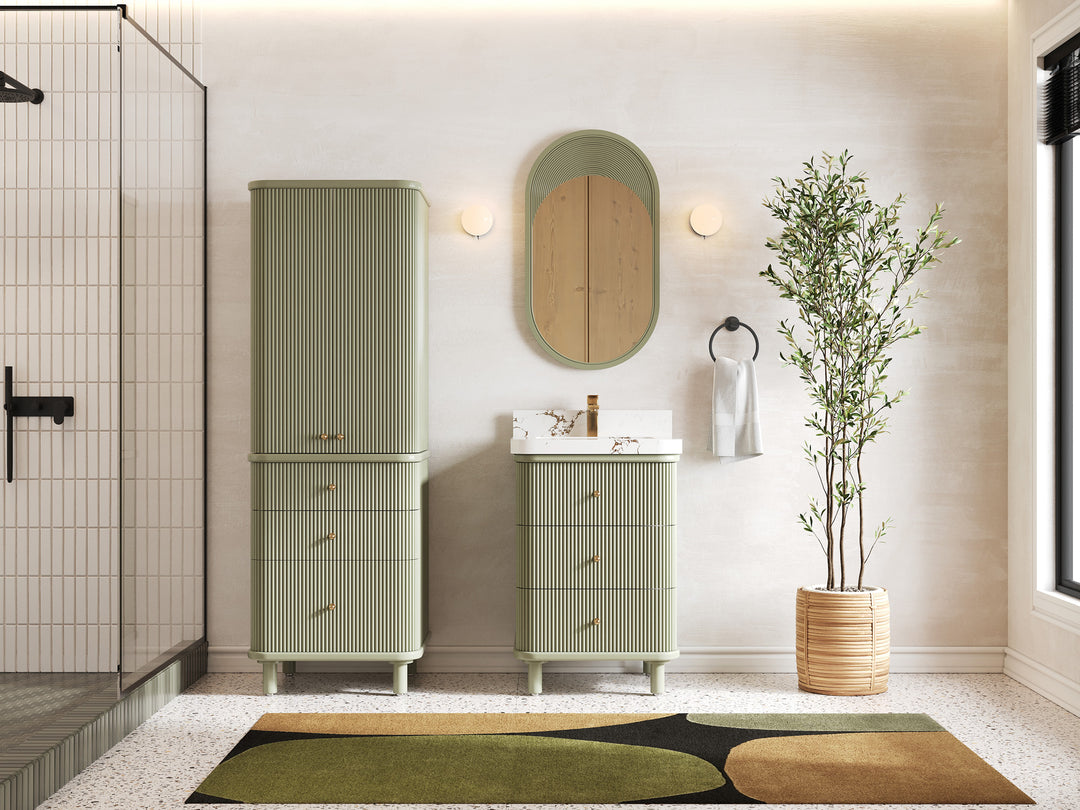 Miami 24 in. W x 22 in. D Single Sink Bathroom Vanity in Evergreen with Countertop - Full View