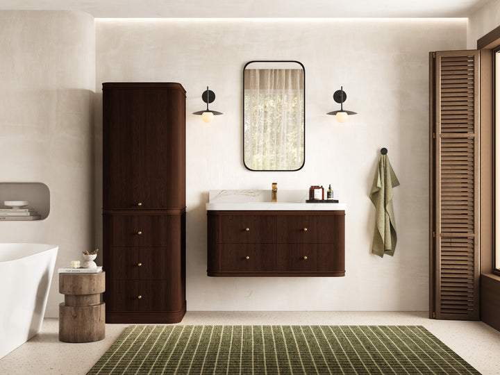 Hampton Floating Teak 42 in. W x 22 in. D Single Sink Bathroom Vanity (Dark Walnut) - photo 4