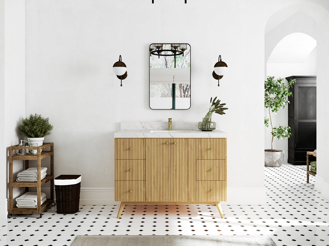 Pasadena Teak Wood 48 in. W x 22 in. D Single Sink Bathroom Vanity