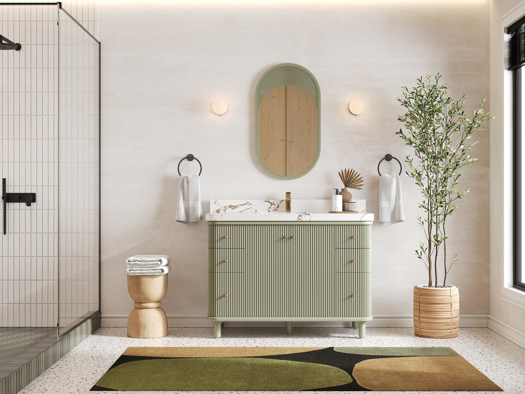 Miami 48 in. W x 22 in. D Single Sink Bathroom Vanity in Evergreen with Countertop - Full View