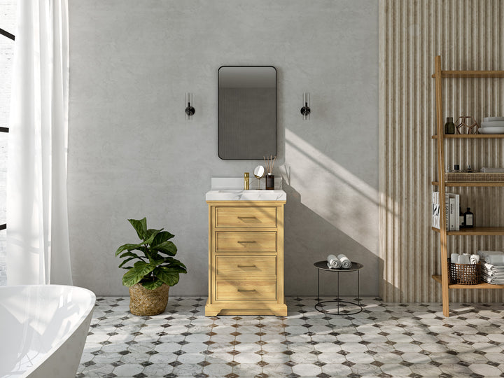 Charlotte 24 in. W x 22 in. D Single Sink Bathroom Teak Wood Vanity - photo 4