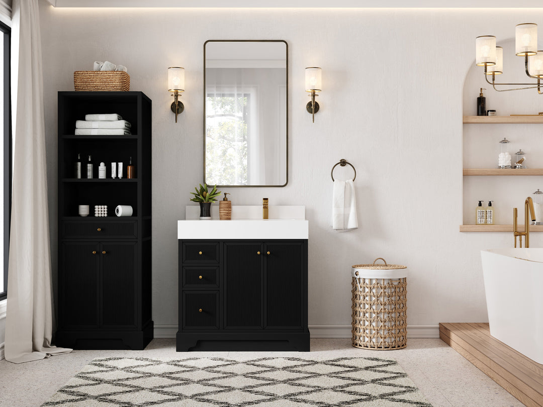 Manhattan 36 in. W x 22 in. D Right Offset Sink Bathroom Vanity