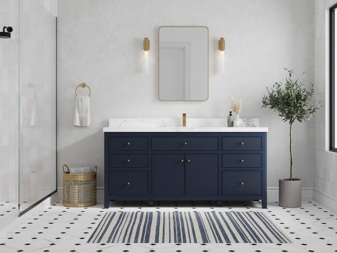 Sonoma 72 in W x 22 in D Free Standing Reeded Single Sink Bathroom Vanity