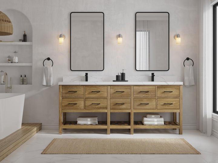 Parker Teak Wood 84 in. W x 22 in. D Double Sink Bathroom vanity with - photo 4