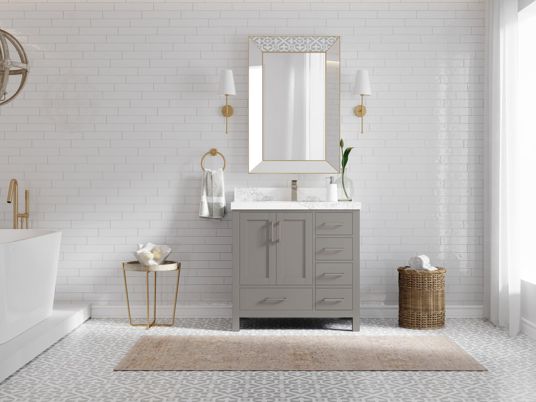 Malibu 36 in. W x 22 in. D Bathroom Vanity Center Sink