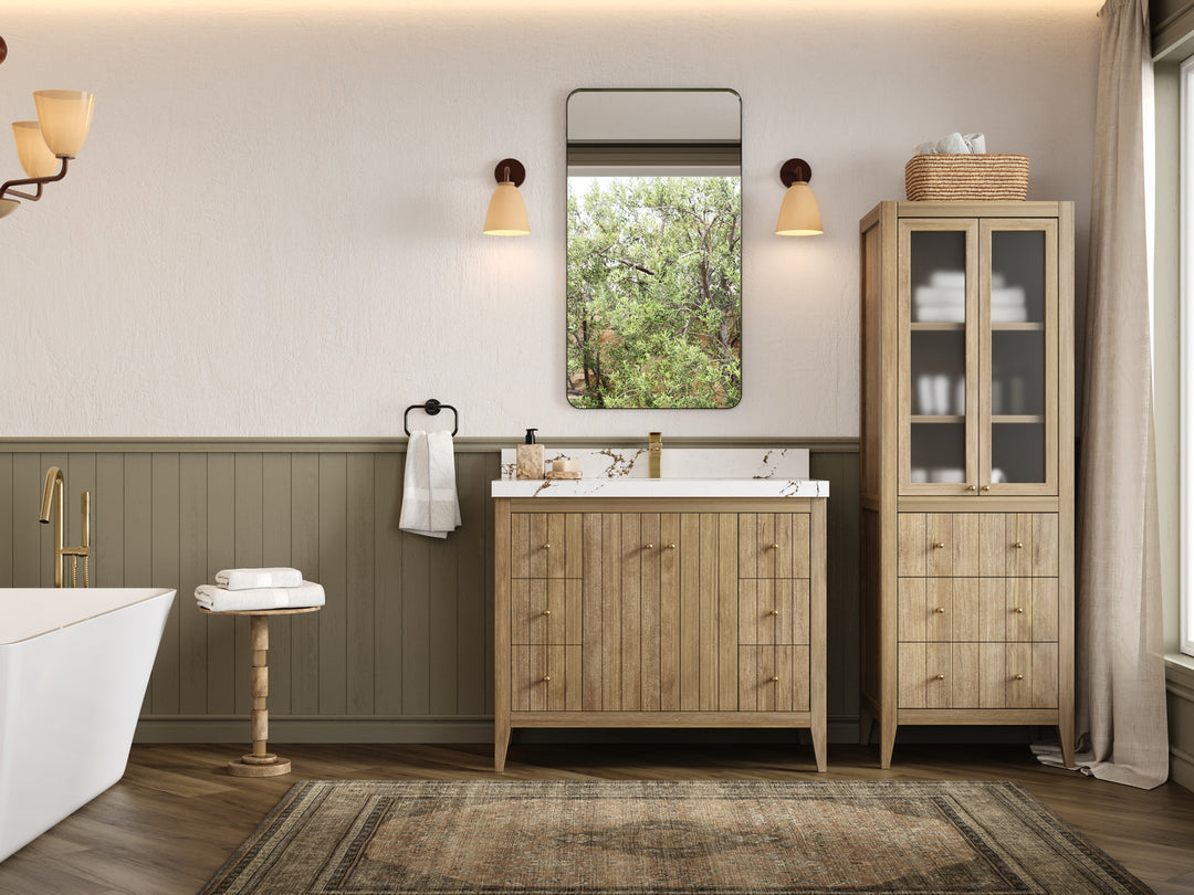 Atlanta Teak Wood 42 in. W x 22 in. D Single Sink Bathroom Vanity