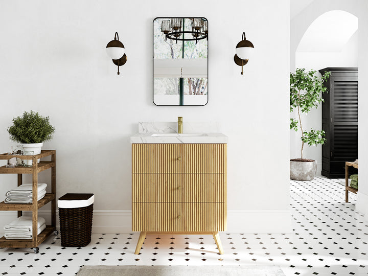 Pasadena Teak Wood 30 in. W x 22 in. D Single Sink Bathroom Vanity - photo 4