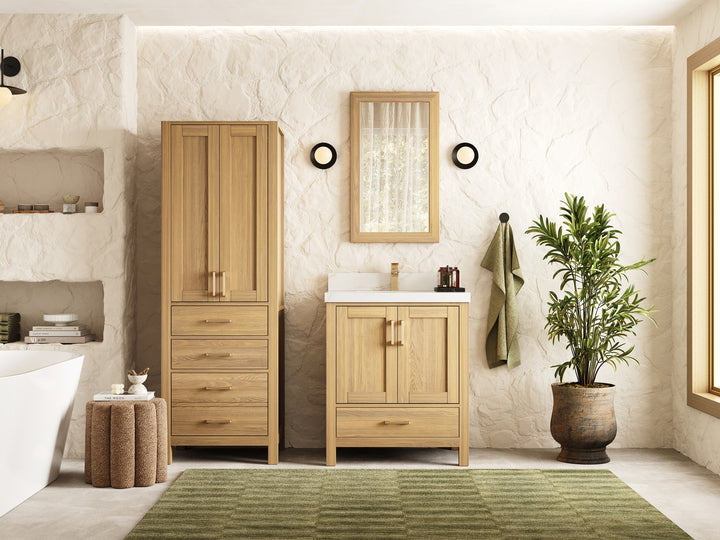 Malibu White Oak 30 in. W x 22 in. D Single Sink Bathroom Vanity - photo 4