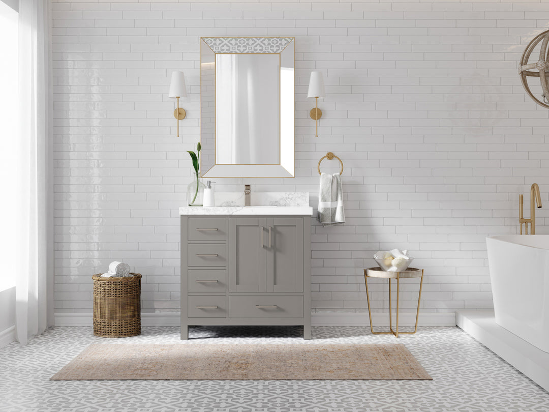 Malibu 36 in. W x 22 in. D Bathroom Vanity Center Sink 2
