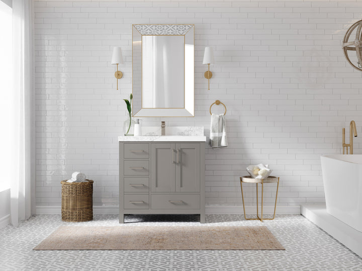 Malibu 36 in. W x 22 in. D Bathroom Vanity Center Sink 2 - photo 4