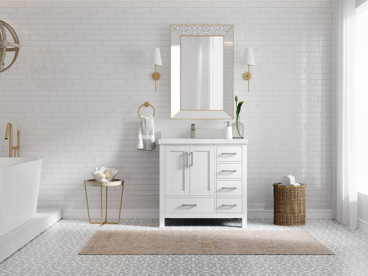 Malibu 36 in. W x 22 in. D Left Offset Sink Bathroom Vanity - photo 4