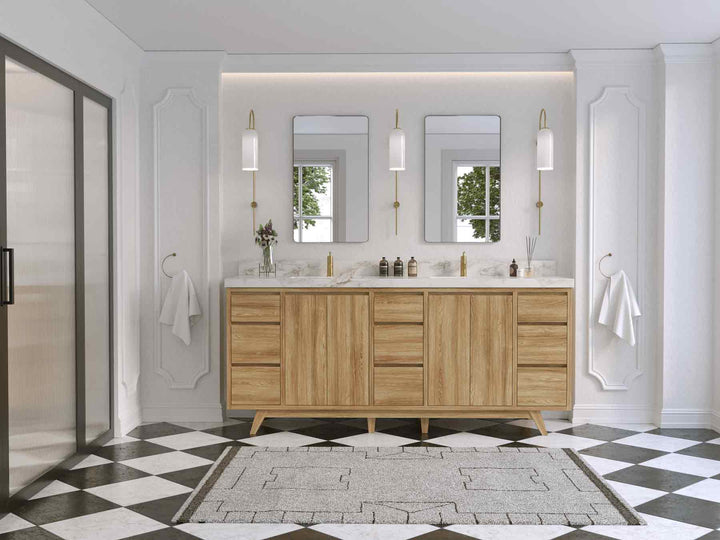 Madison Teak Wood 80 in. W x 22 in. D Double Sink Bathroom Vanity - photo 4